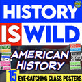 American History Bulletin Board Posters 15 Wall Art Posters for US History