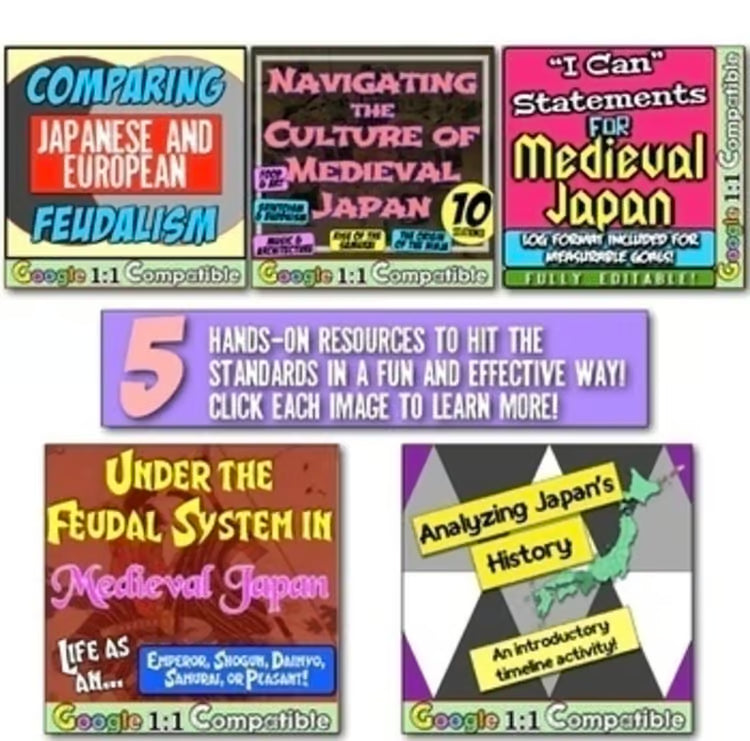 Medieval Feudal Japan Unit: Activities, Worksheets, Feudalism, Samurai, Culture