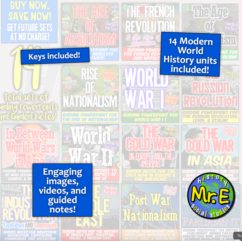 World History Part 2 Modern PowerPoint Notes Set: Activities Notes Worksheets