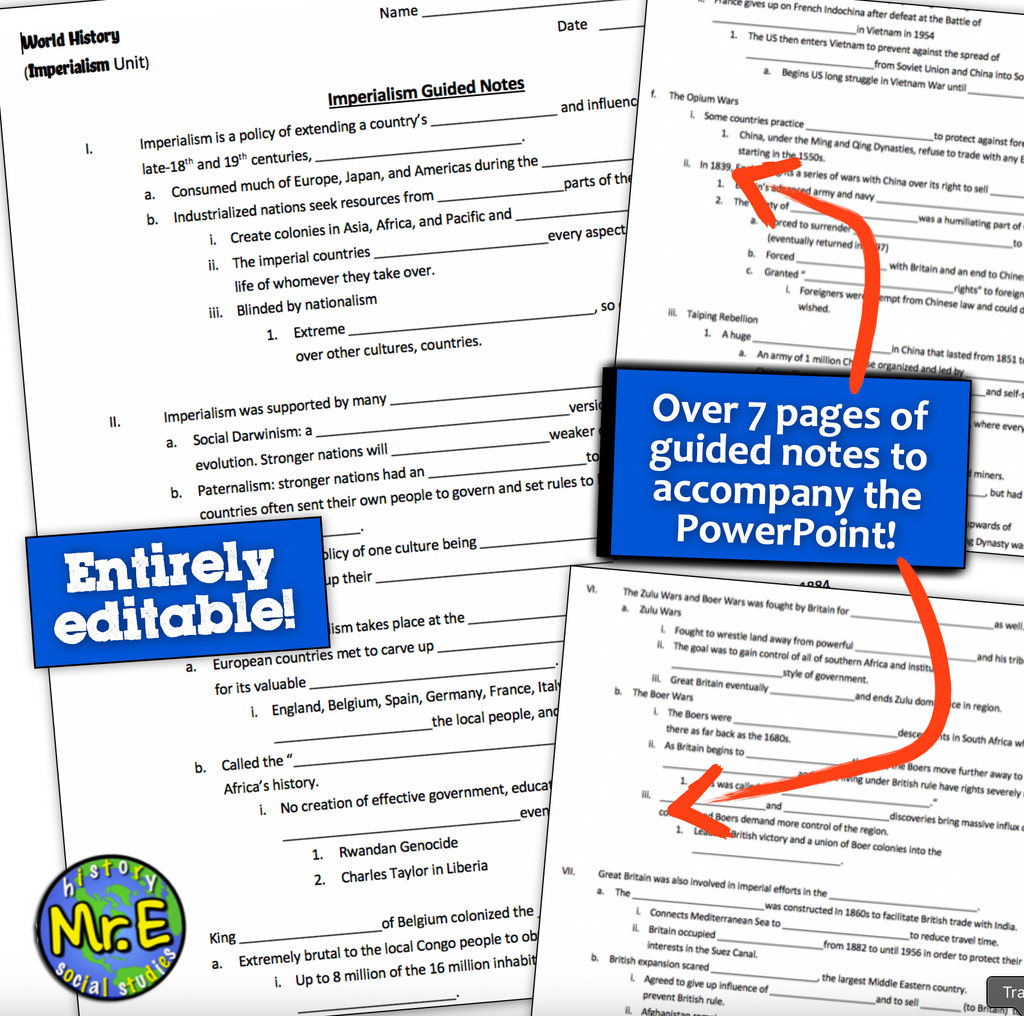 World History Part 2 Modern PowerPoint Notes Set: Activities Notes Worksheets
