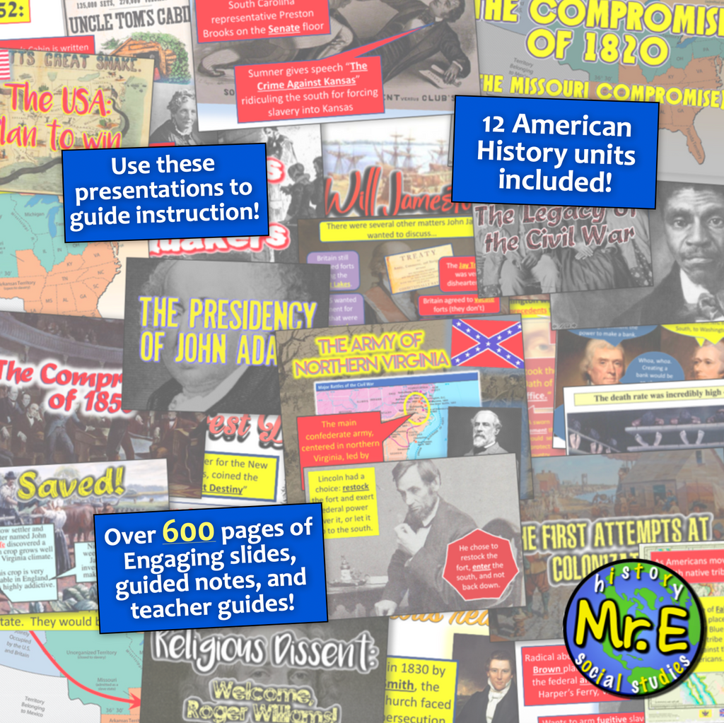 American US History Part 1 Curriculum Notes and PowerPoint Activities Worksheets