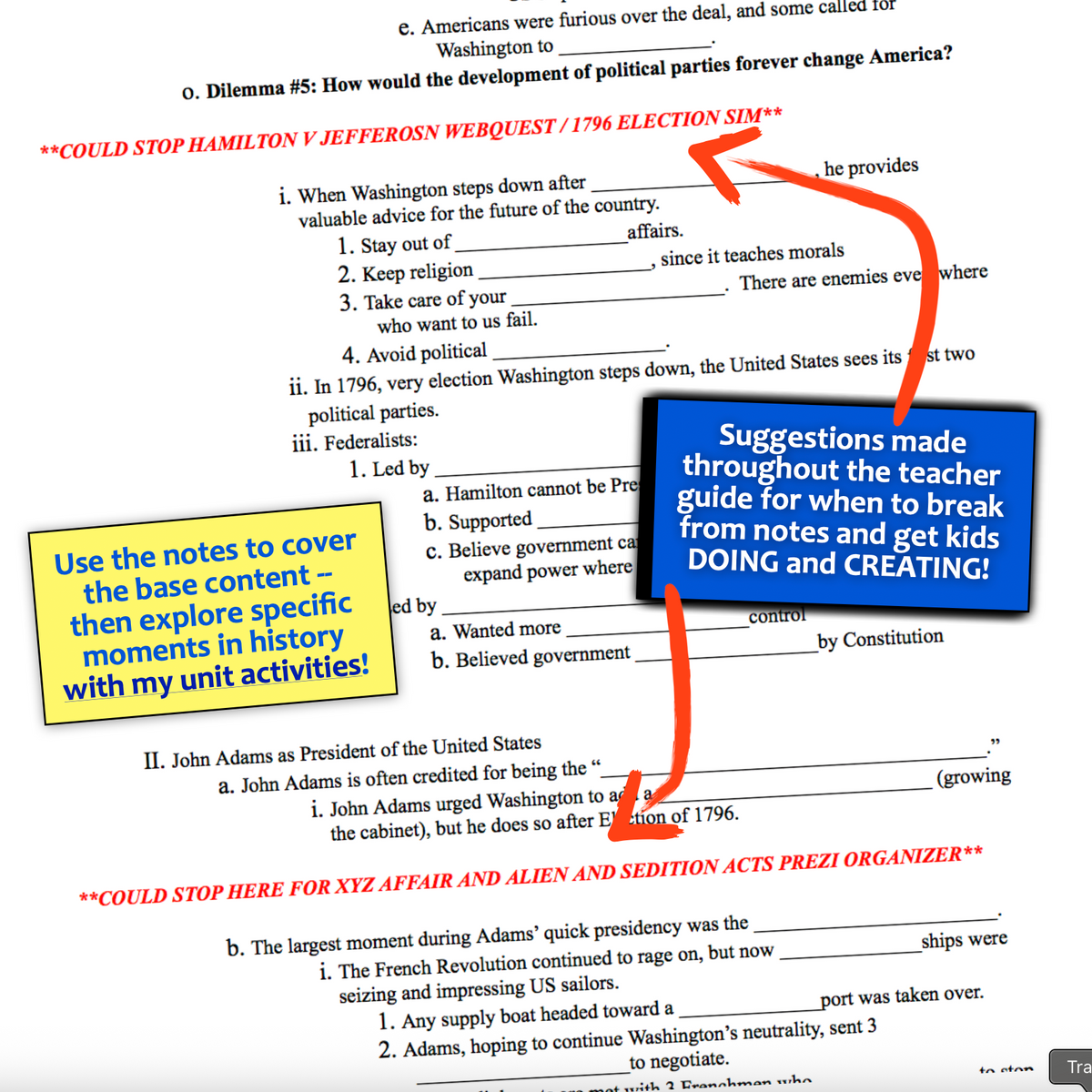 American US History Part 1 Curriculum Notes and PowerPoint Activities Worksheets