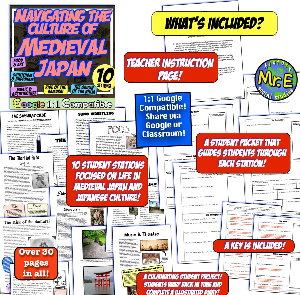 Medieval Feudal Japan Unit: Activities, Worksheets, Feudalism, Samurai, Culture