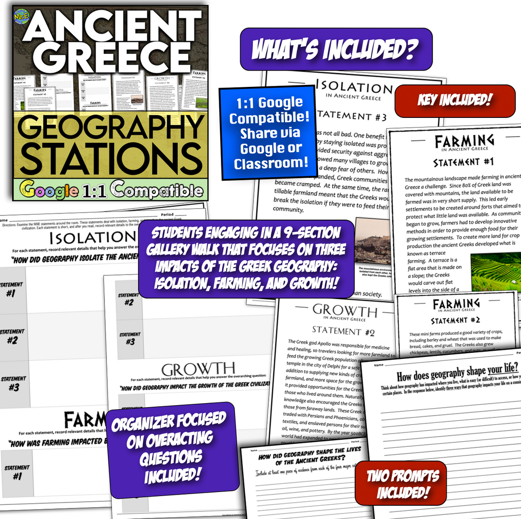 Ancient Greece Civilizations Unit: Maps Activities Lessons Mythology Geography