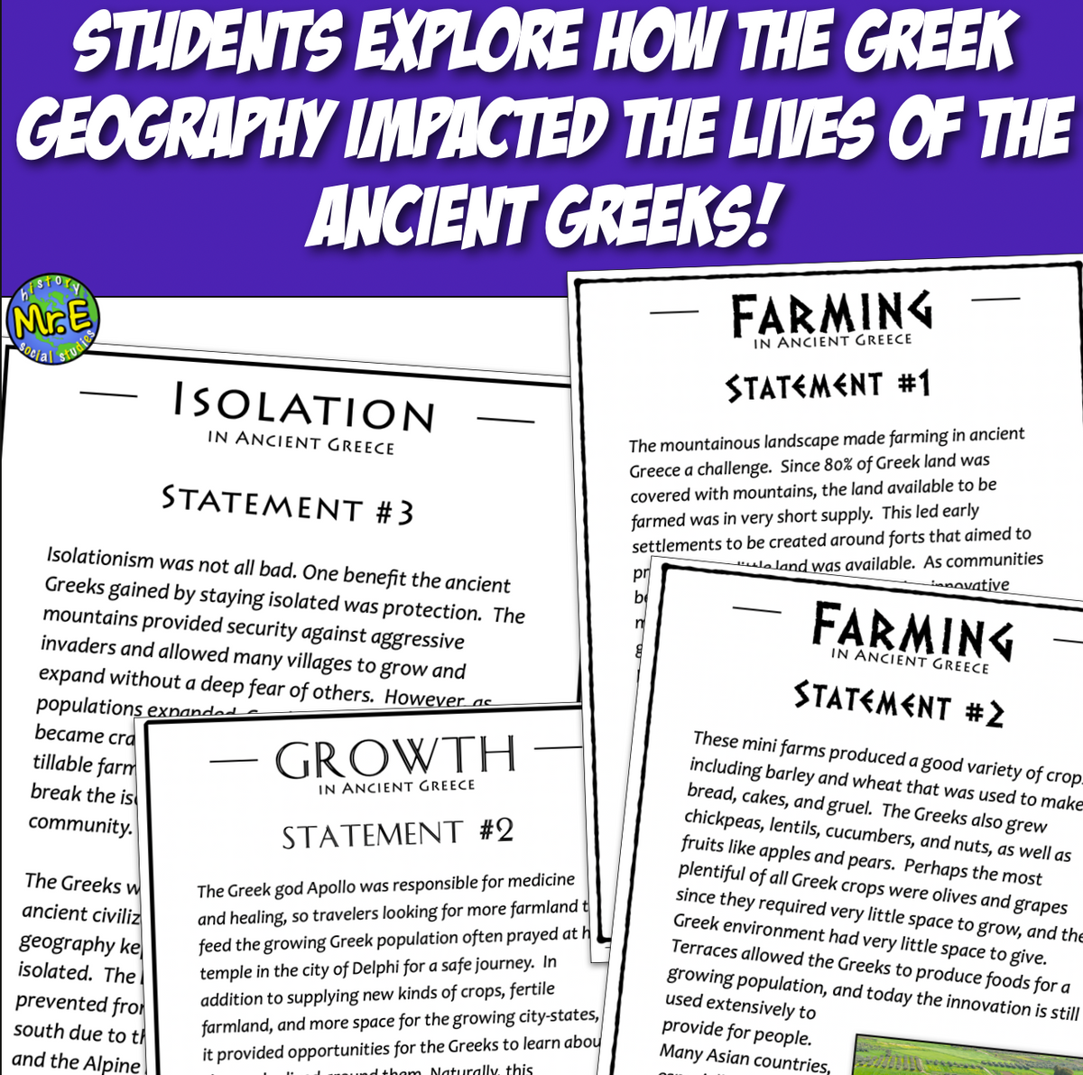 Ancient Greece Civilizations Unit: Maps Activities Lessons Mythology Geography